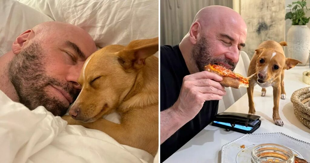 John Travolta shares adorable photos of him with rescue dog Peanut
