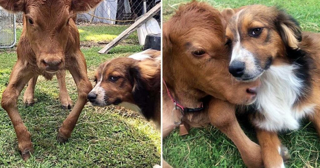 This Dog Becomes the Best Friend and Caregiver for the Disabled Calf