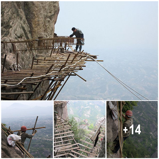 Construction on steep cliffs