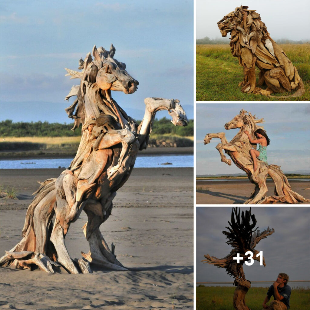 From pieces found on the beach became beautiful sculptures