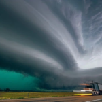 A mesmerizing sight: a millennium storm traversing a stunning desert veiled in clouds