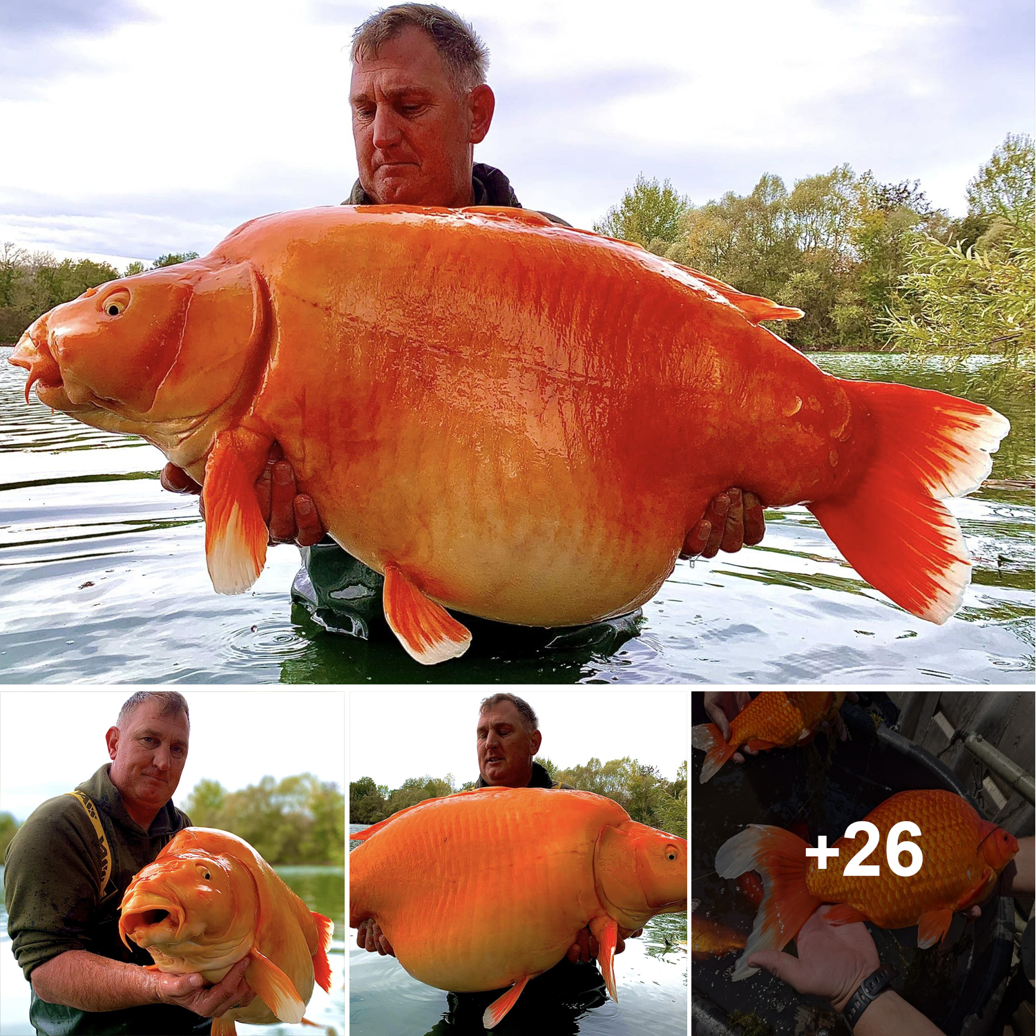 Record-breaking 110-pound giant goldfish appears.