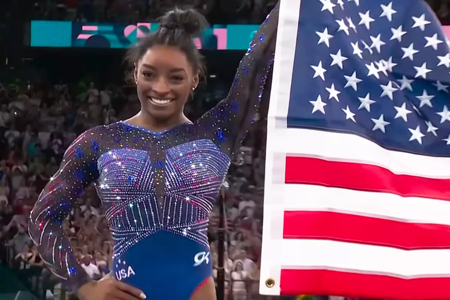 Simone Biles wins all-around gold at Olympics with floor routine set to Taylor Swift song